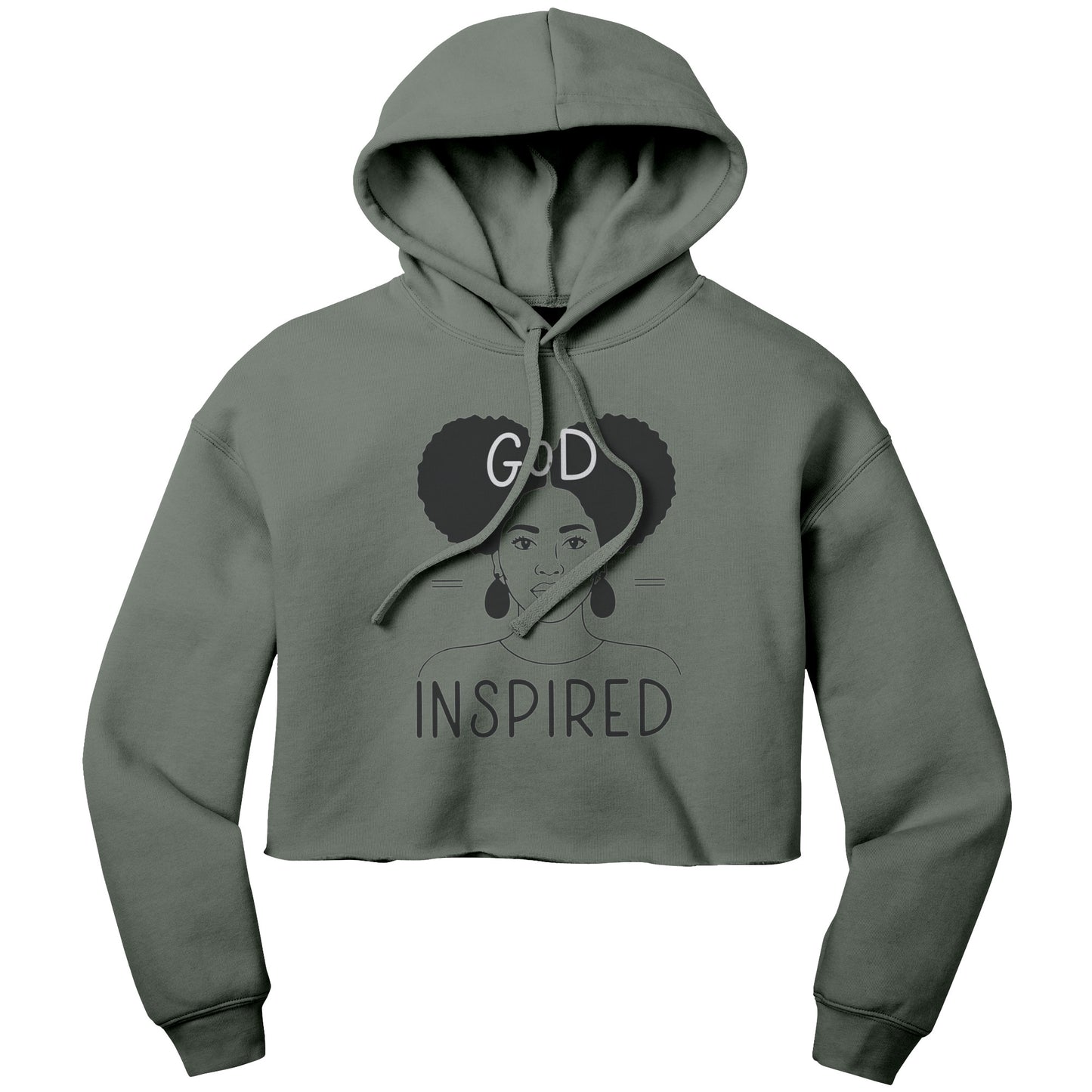 God Inspired | Bella Women's Crop Fleece Hoodie for Christian Women - Two Afro Puffs