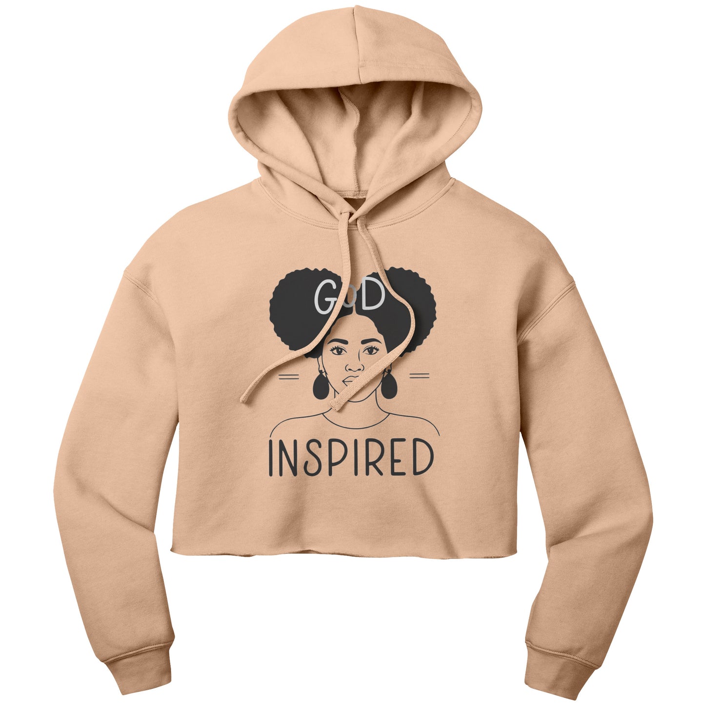 God Inspired | Bella Women's Crop Fleece Hoodie for Christian Women - Two Afro Puffs