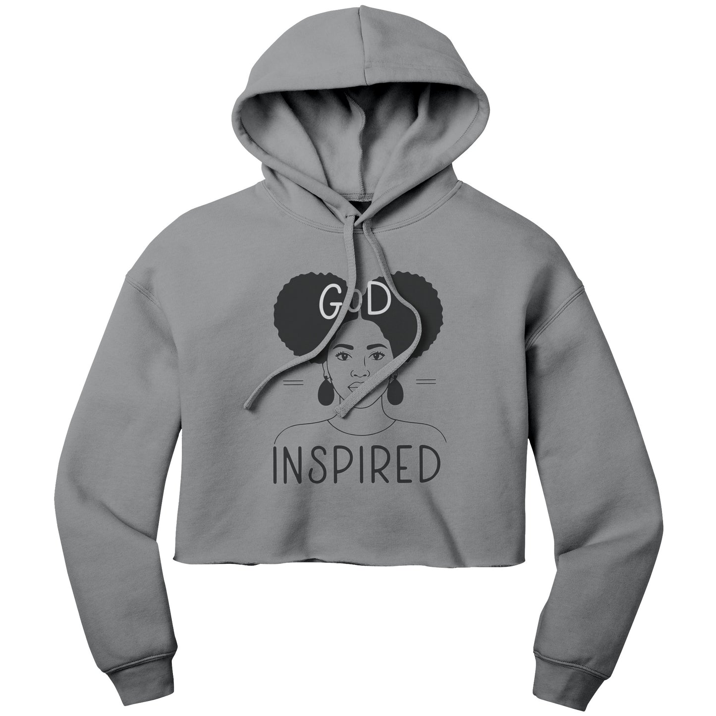 God Inspired | Bella Women's Crop Fleece Hoodie for Christian Women - Two Afro Puffs
