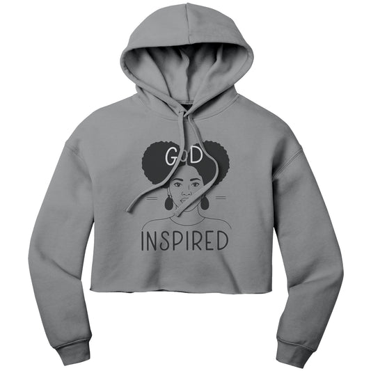 God Inspired | Bella Women's Crop Fleece Hoodie for Christian Women - Two Afro Puffs